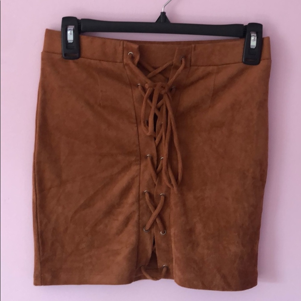 Brown suede skirt